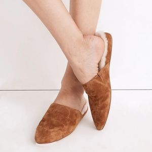 Madewell Acorn The Suede Kasey Mule in Faux Shearling